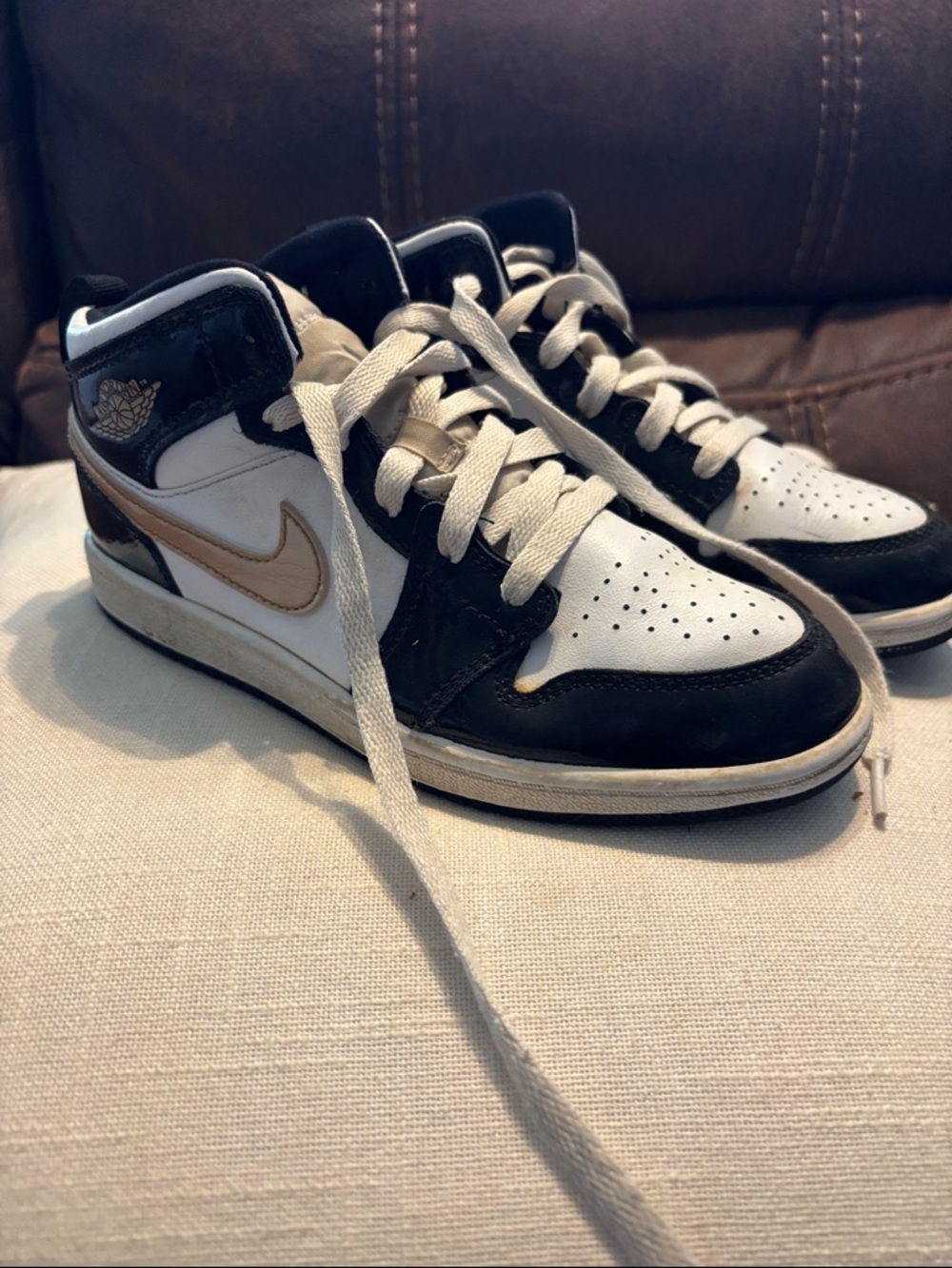 Nike Air Jordan 1 Mid White, Black & Gold Accent